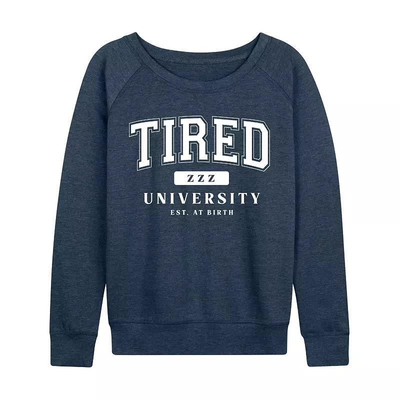 Womens Tired University Slouchy Graphic Sweatshirt, Girls Grey Indigo product image