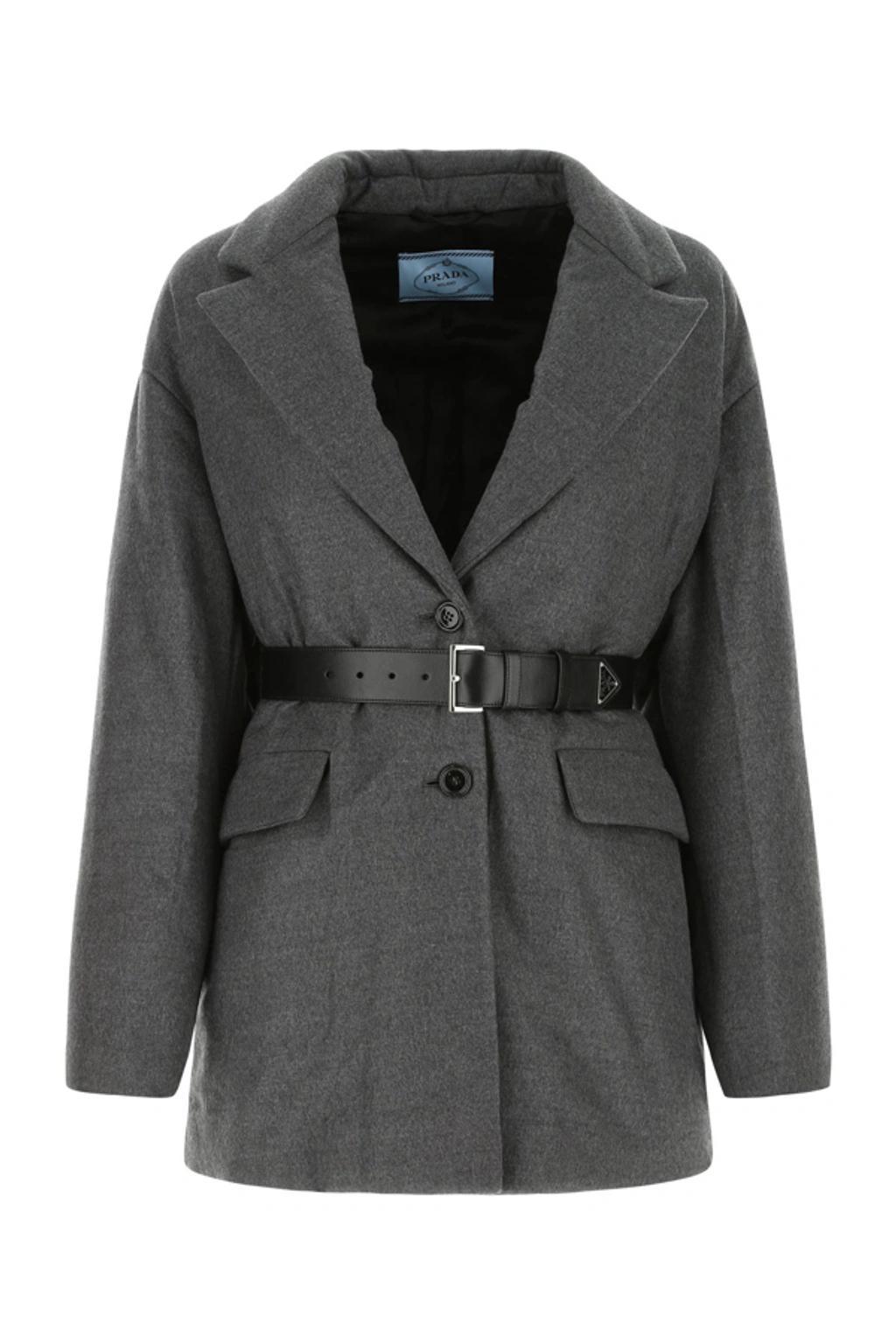 Woman Melange Dark Grey Wool Blend Blazer In Gray Product Image