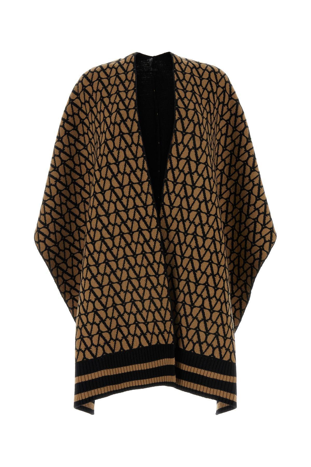 Vlogo Signature Draped Reversible Poncho In Multicolor Product Image