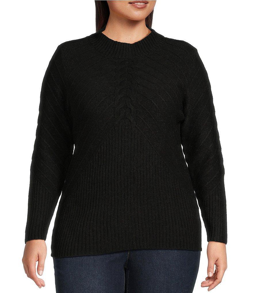 Jessica Simpson Plus Size Adena Cable Knit Mock Neck Sweater Product Image