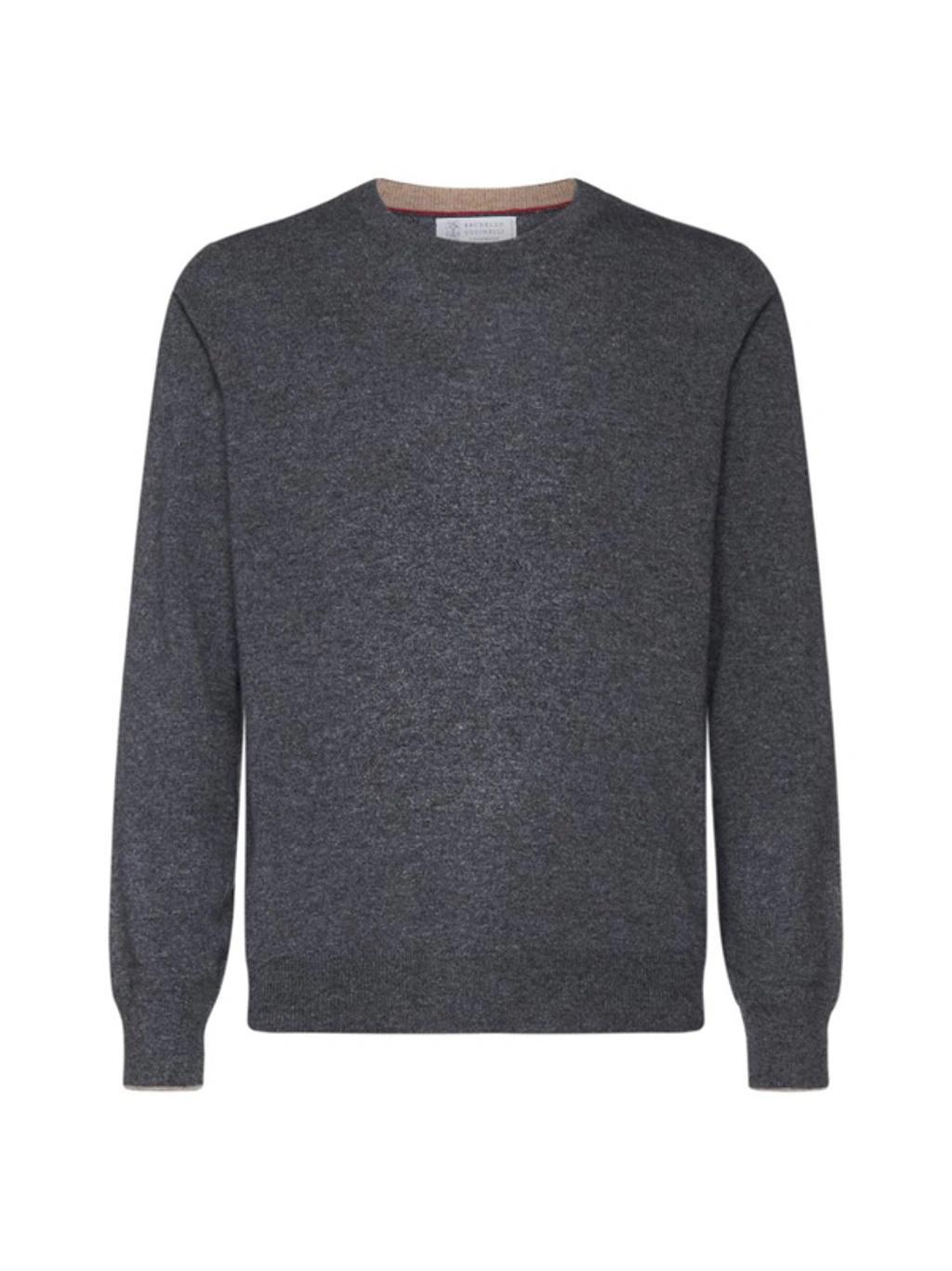 Crewneck Knit Sweater In Grey Product Image