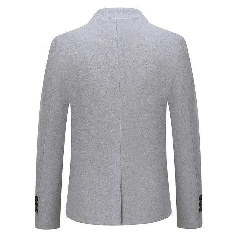 Mock Neck Two Tone Button-Up Jacket Product Image