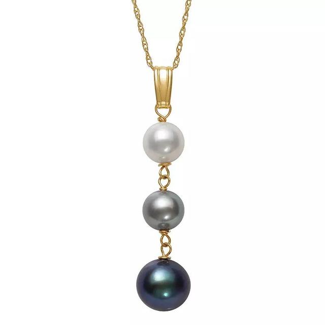 14k Gold Freshwater Cultured Pearl Pendant Necklace, Womens Multicolor Product Image