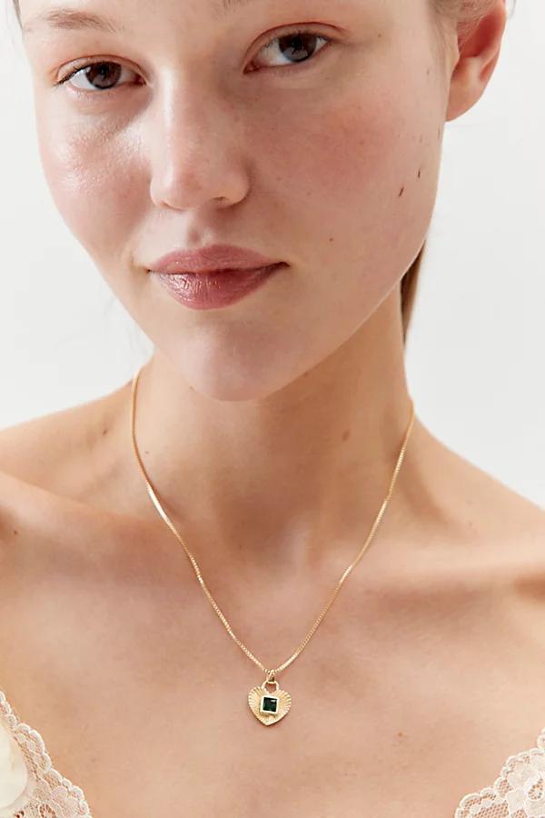 Athena Heart Charm Necklace Womens at Urban Outfitters Product Image