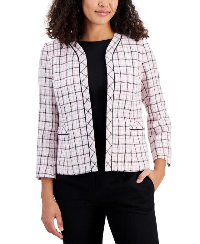 Kasper Womens Plaid Open-Front Blazer Product Image