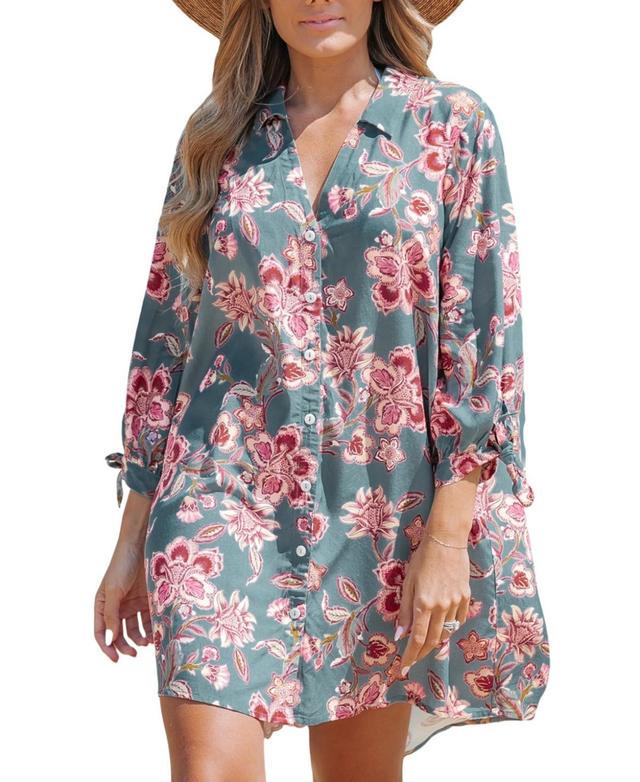 Cupshe Womens Floral Print Shirt Beach Dress Product Image