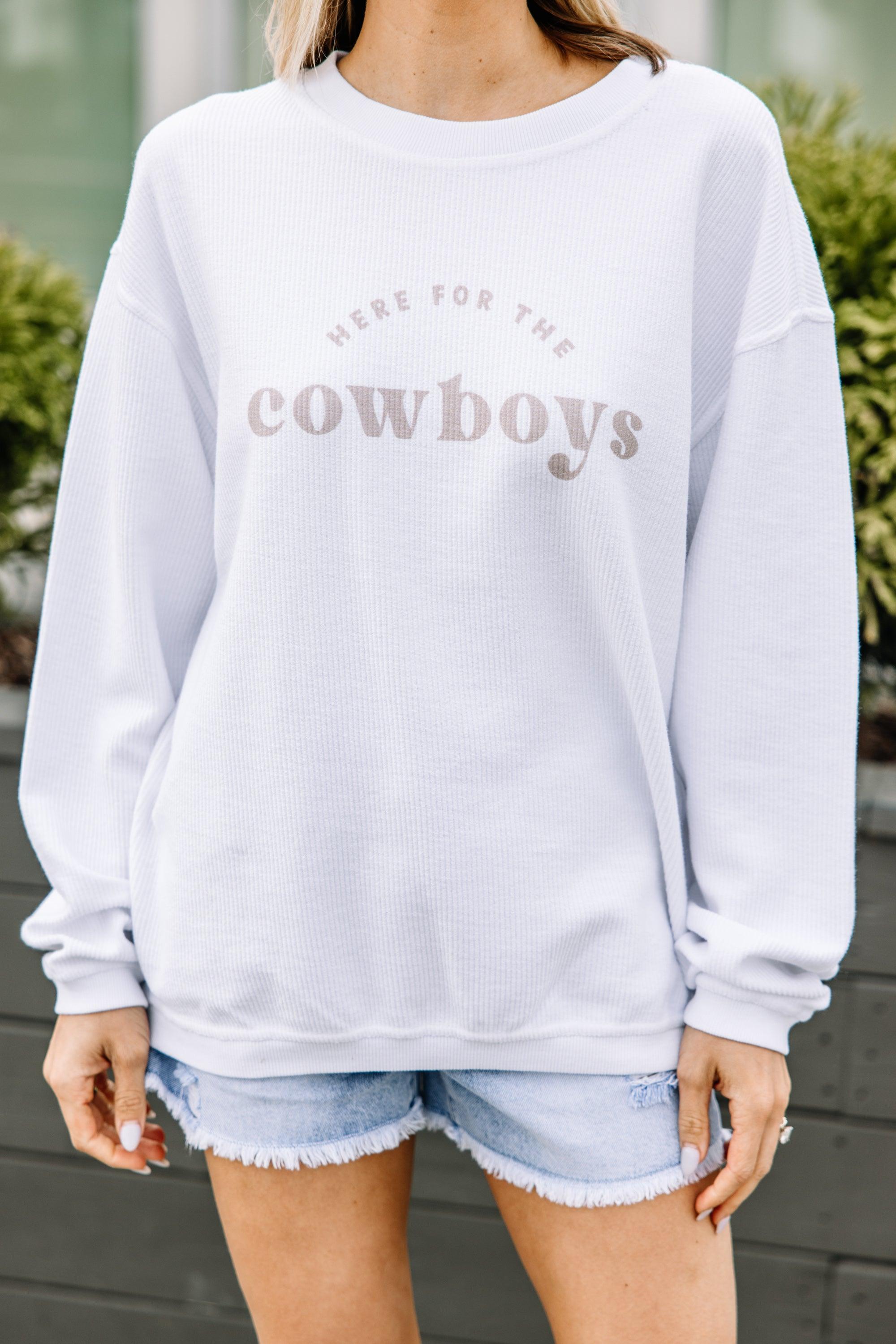 Here For The Cowboys White Corded Graphic Sweatshirt Female Product Image