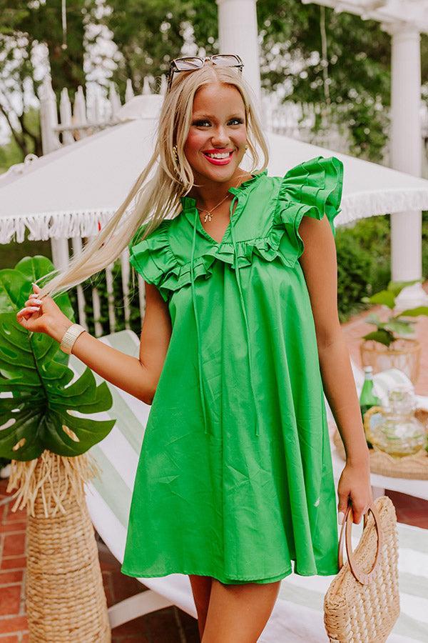 Pretty Chic Ruffle Mini Dress in Kelly Green Product Image