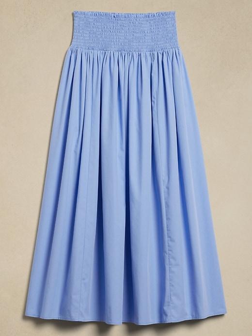 Smocked-Waist Poplin Maxi Skirt Product Image