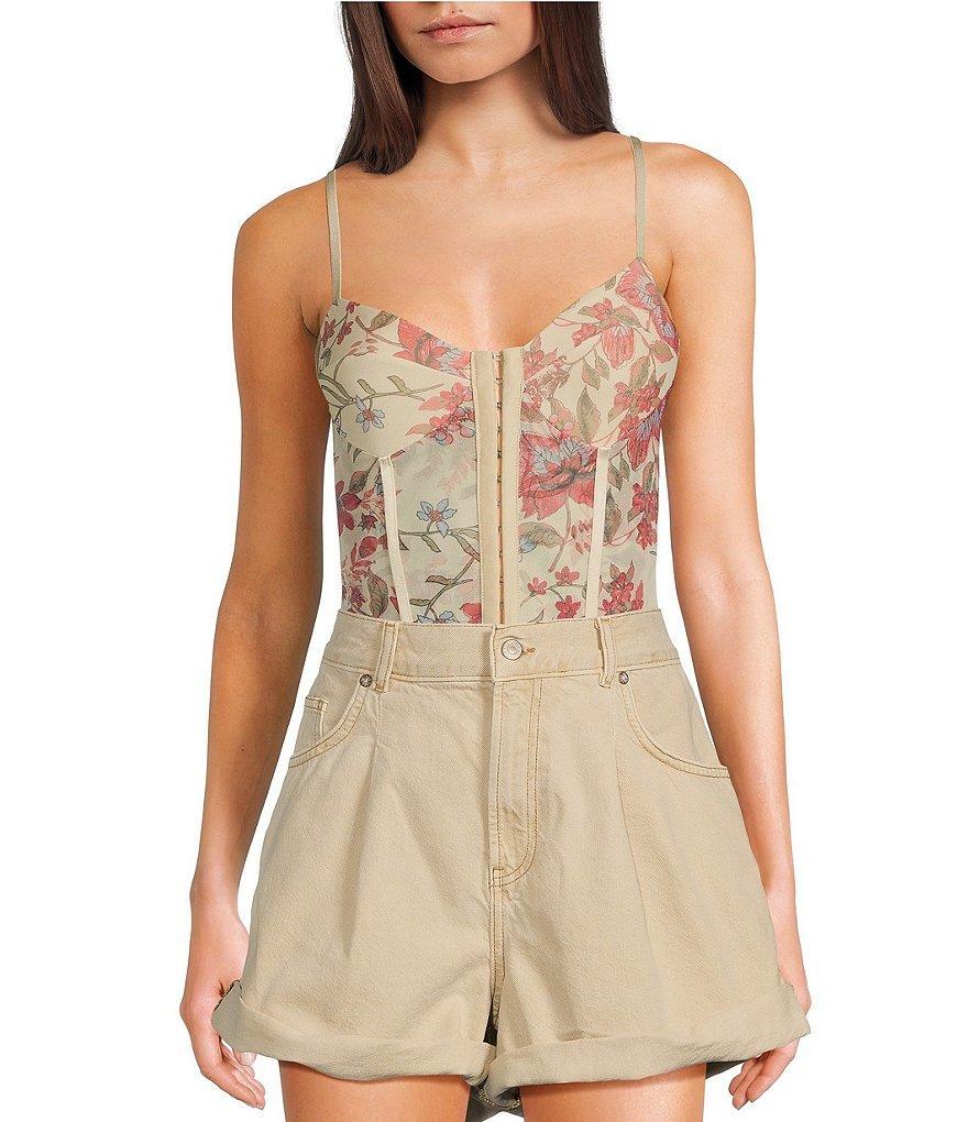 Free People Night Rhythm Printed Sweetheart Neck Bodysuit Product Image