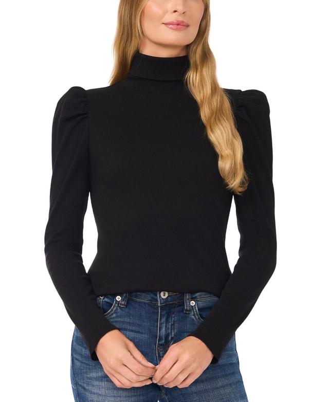 CeCe Womens Puff-Shoulder Long-Sleeve Turtleneck Top Product Image