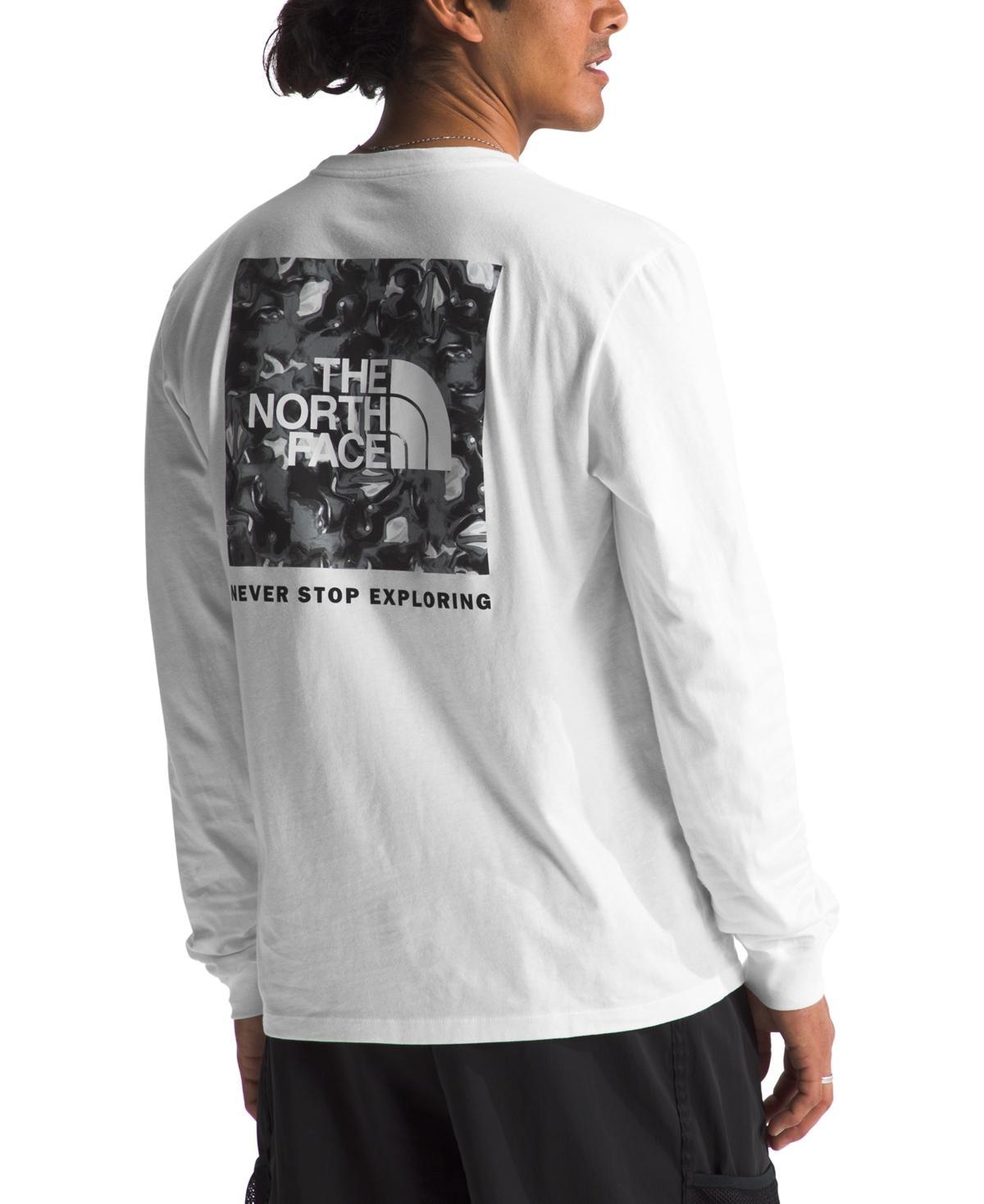 The North Face Mens Box Nse Standard-Fit Logo Graphic Long-Sleeve T-Shirt - Tnf White Product Image