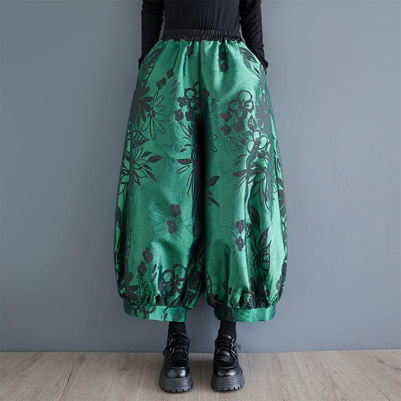 High Waist Floral Print Harem Pants Product Image