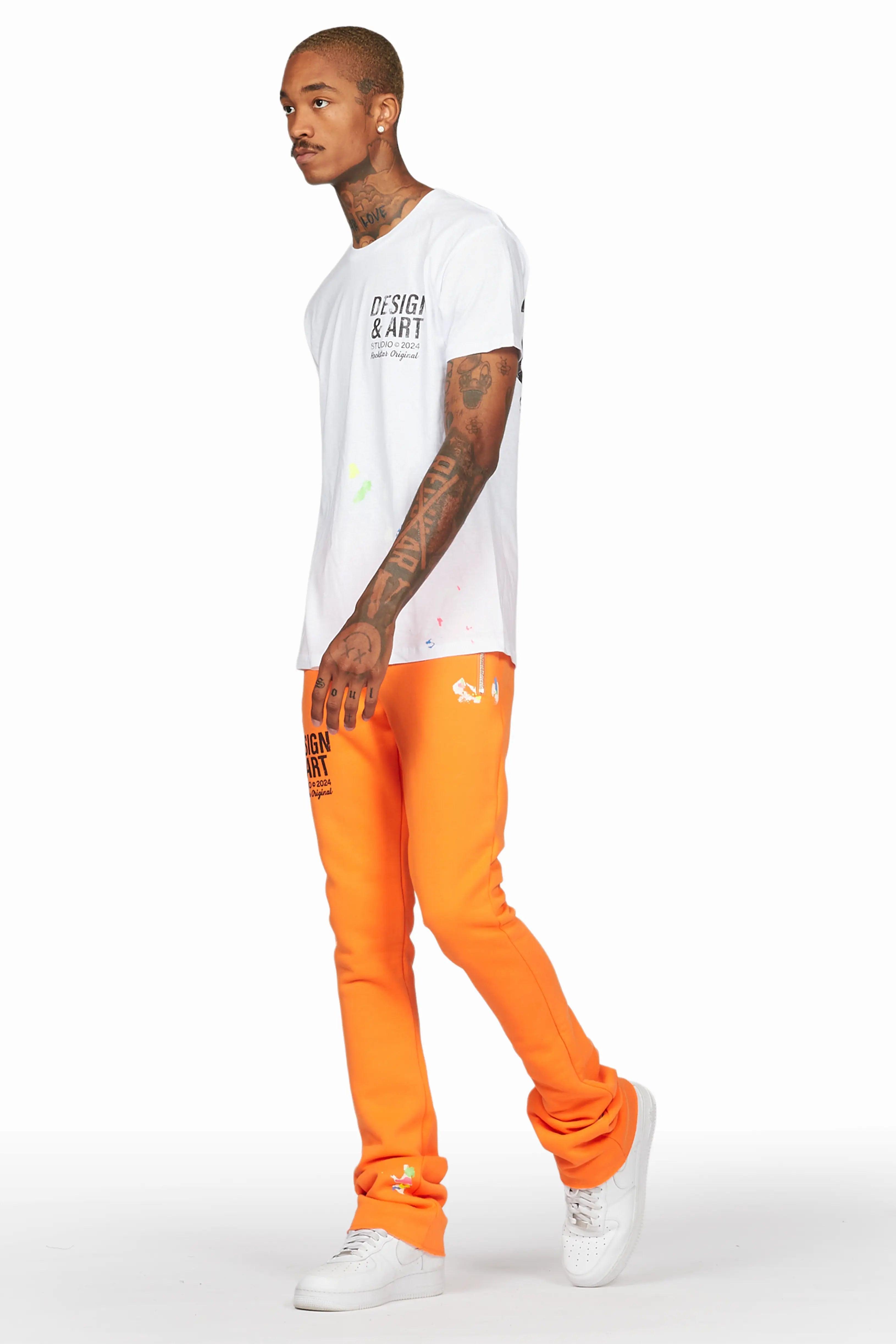 Mancha Orange T-Shirt Stacked Flare Track Set Male Product Image