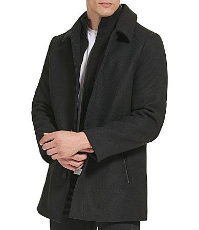 Kenneth Cole New York SB Button Front Wool Knit Collar Coat Product Image