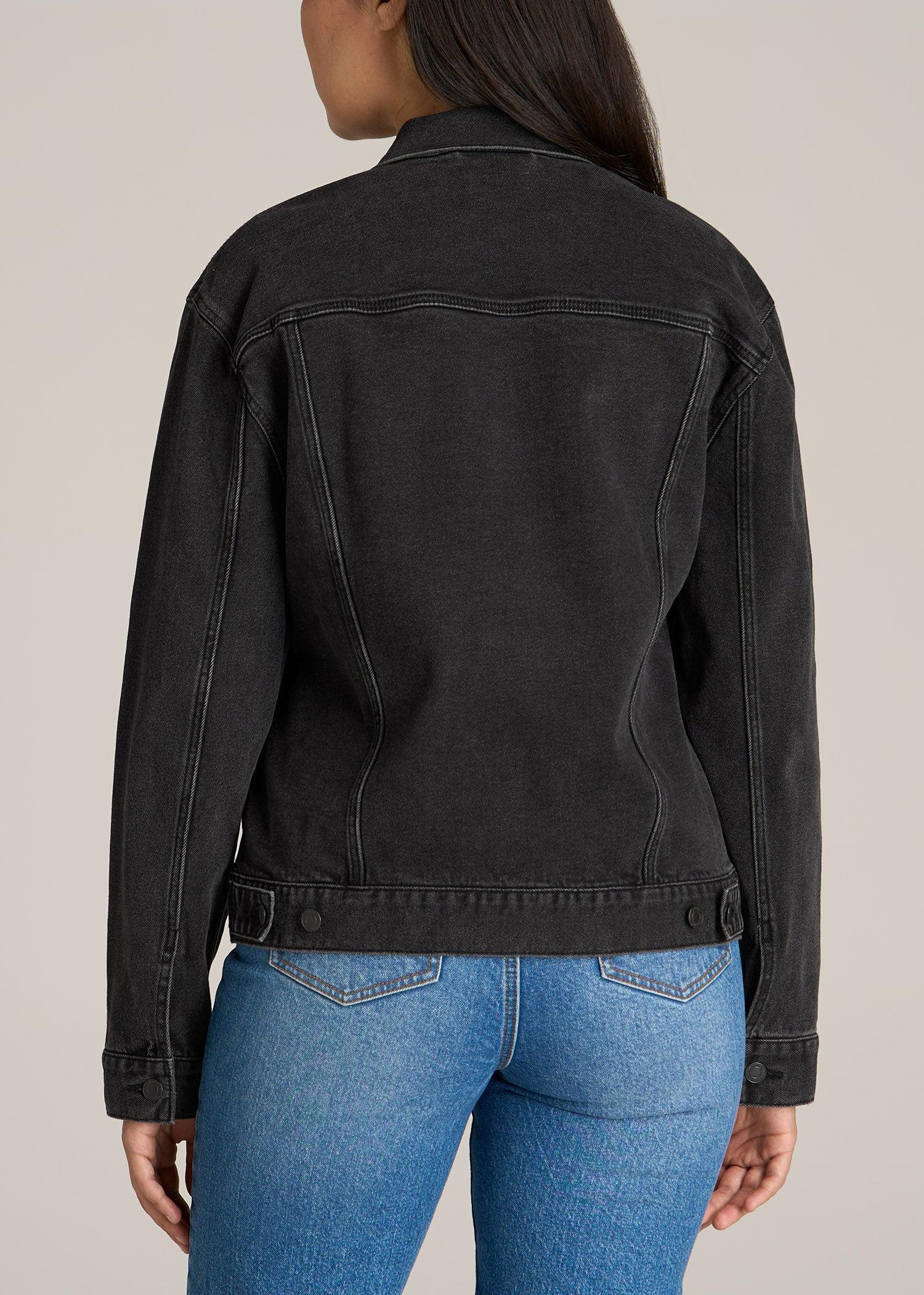 Women's Relaxed Tall Denim Jacket in Black Stone Wash Female Product Image