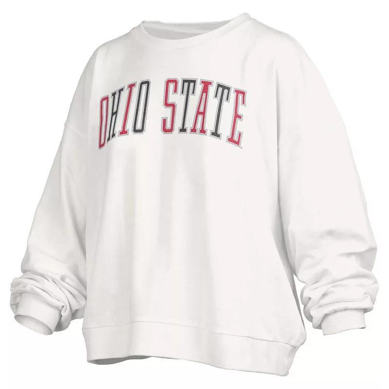 Womens Pressbox Ohio State Buckeyes Janise Waist Length Oversized Pullover Sweatshirt Product Image