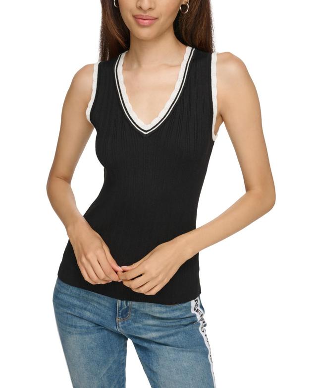 Karl Lagerfeld Paris Scalloped Trim Tank Top Product Image