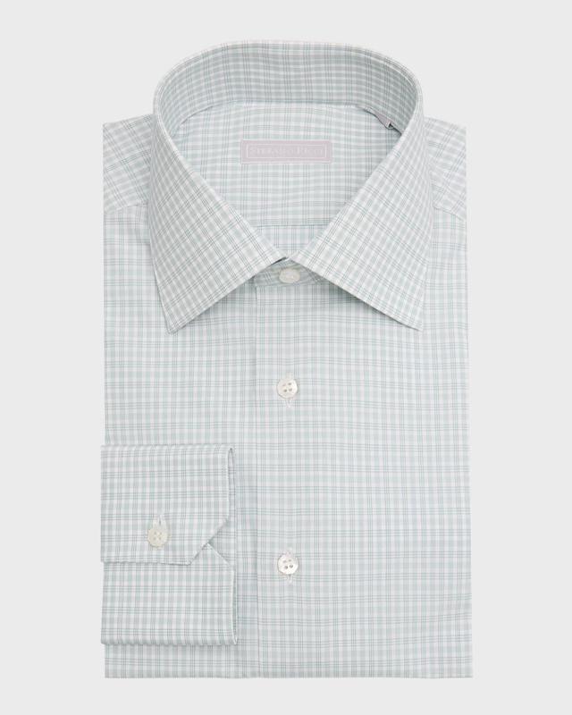 Mens Cotton Check Dress Shirt Product Image