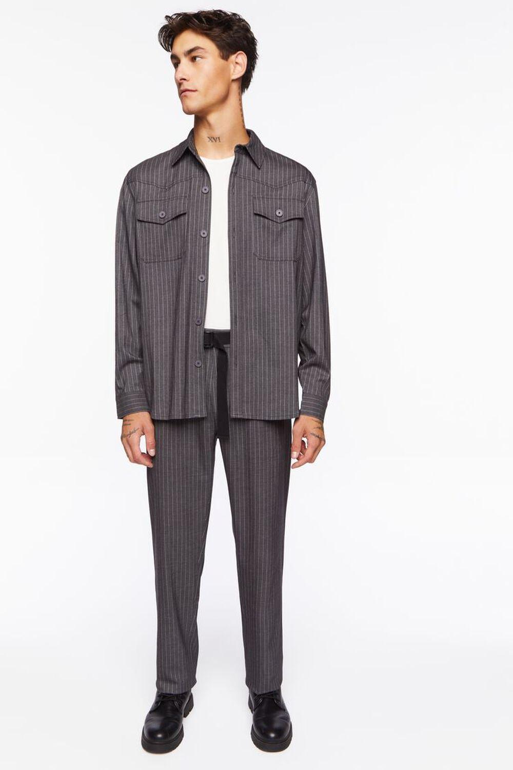 Pinstriped Belted Trousers | Forever 21 product image