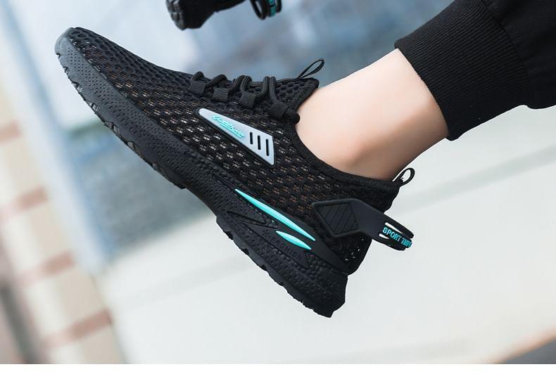 Lettering Mesh Lace-Up Sneakers Product Image