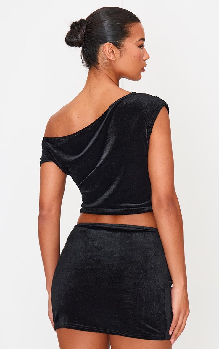 Black Velvet Ruched Detail Top Product Image