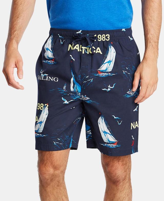 Nautica Mens Cotton Sailboat-Print Pajama Shorts Product Image