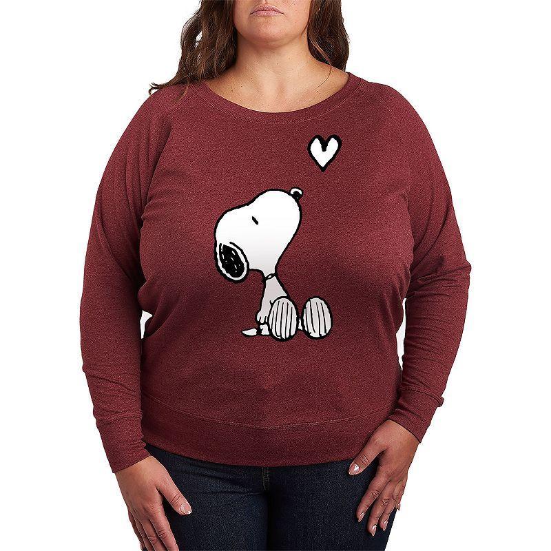 Hybrid Peanuts Womens Sweatshirts and Hoodies HEATHER Maroon Peanuts Valentines Snoopy Pullover - Women & Plus Product Image