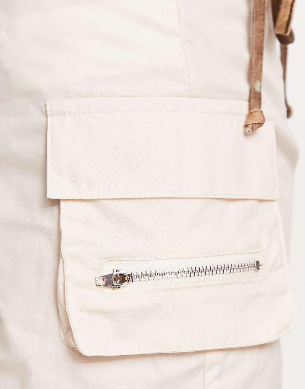 Daisy Street mini pocket side cargo skirt in cream Product Image