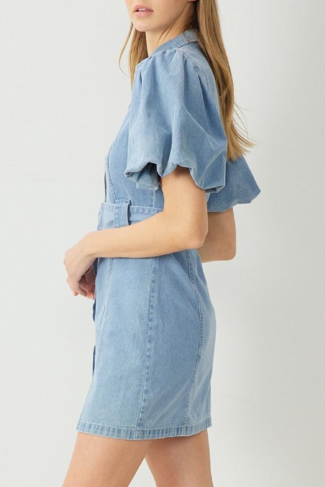 Bubble Sleeve Denim Dress Product Image