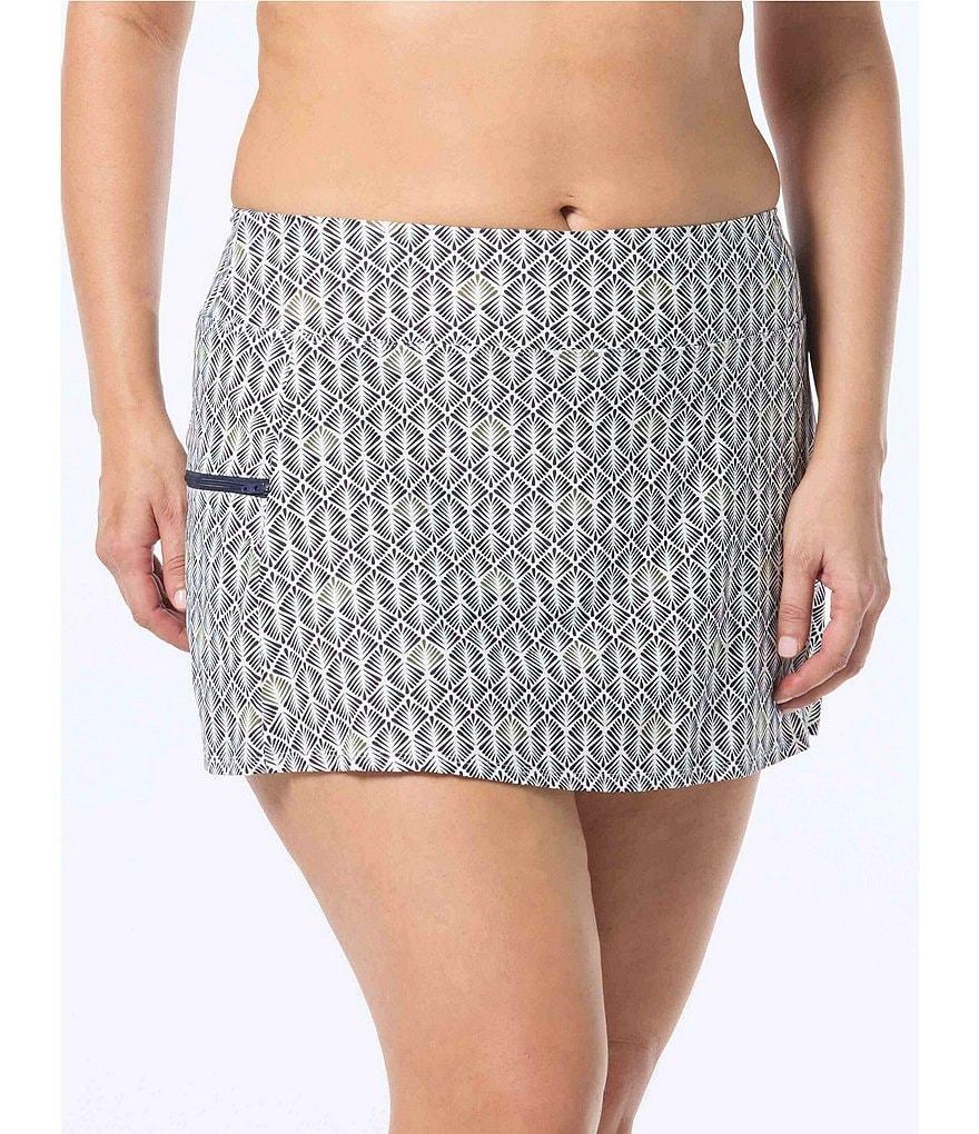 Beach House Woman Plus Size Emma Geometric Pattern High Waist Skort Swim Bottom Product Image