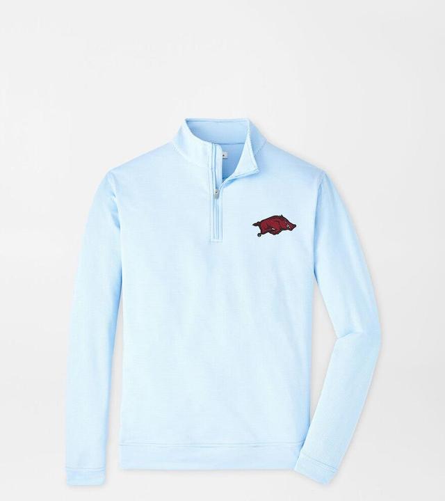 Peter Millar Mens Arkansas Perth Sugar Stripe Performance Quarter-Zip | Color: Cottage Blue / White | Size: 3XL Product Image