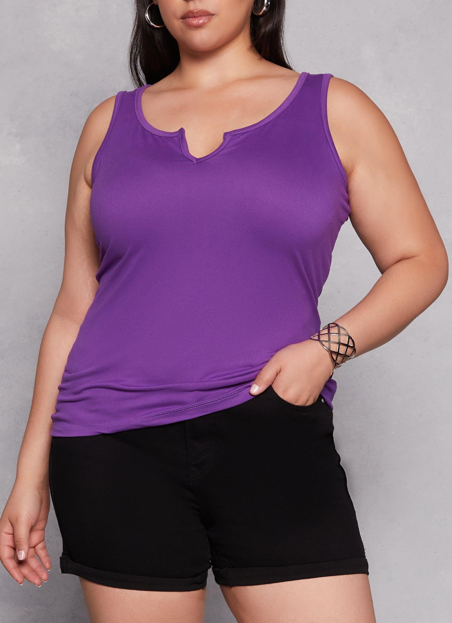 Womens Plus Size Basic Notch Neck Tank Top Product Image