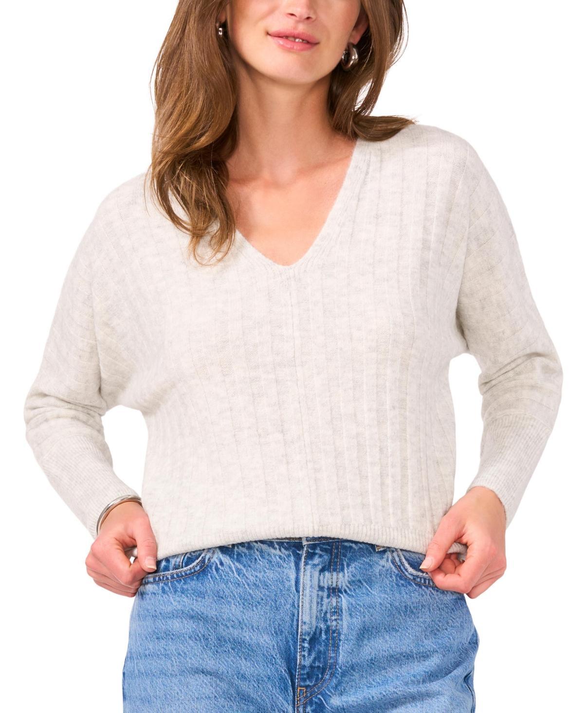 Vince Camuto Womens Ribbed V-Neck Dolman-Sleeve Sweater Product Image