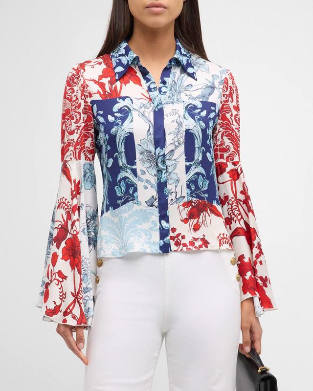 Womens Willa Floral Bell-Sleeve Blouse Product Image