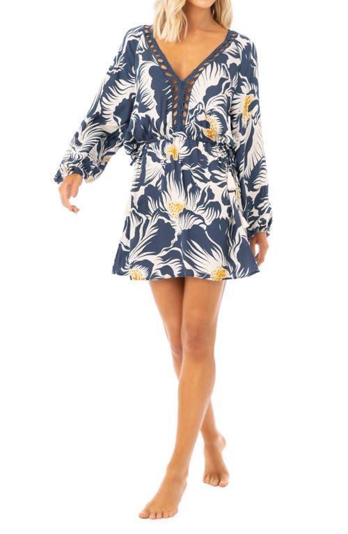 Maaji Delft Flowers Sierra Long Sleeve Cover-Up Tunic Dress Product Image