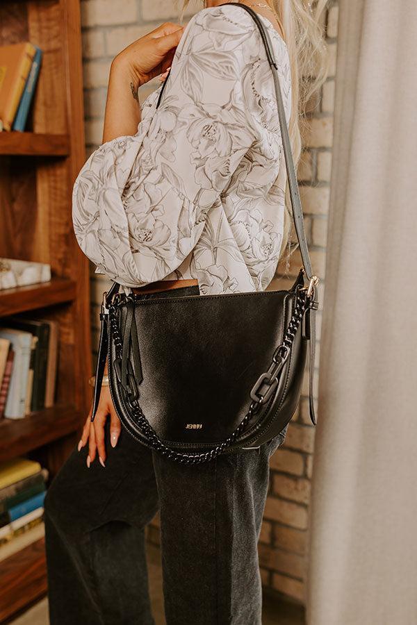 Uptown Allure Faux Leather Crossbody In Black Product Image