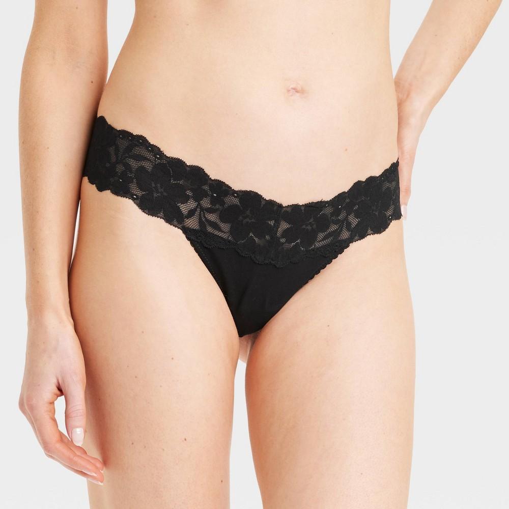 Womens Cotton Comfort Thong - Auden Black M Product Image