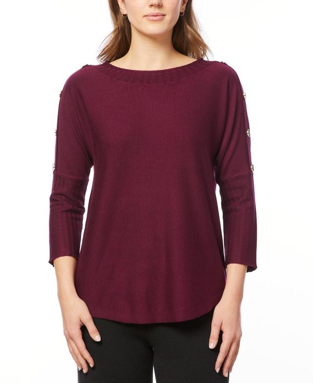 Melissa Paige Womens Dolman-Sleeve Wavy-Ribbed Sweater, Regular & Petite Product Image