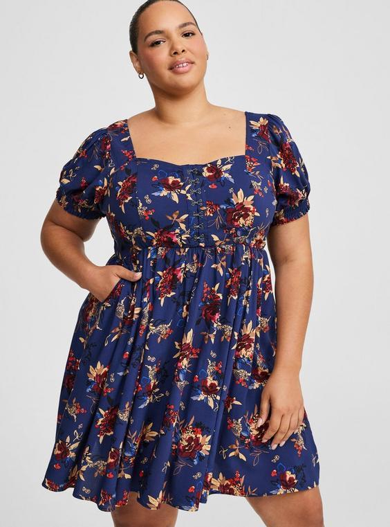 Mini Challis Hook And Eye Skater Dress Product Image