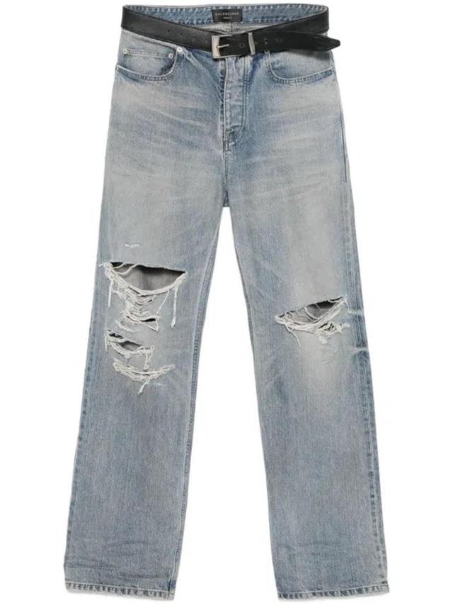 BALENCIAGA Integrated-belt Jeans In Blue Product Image