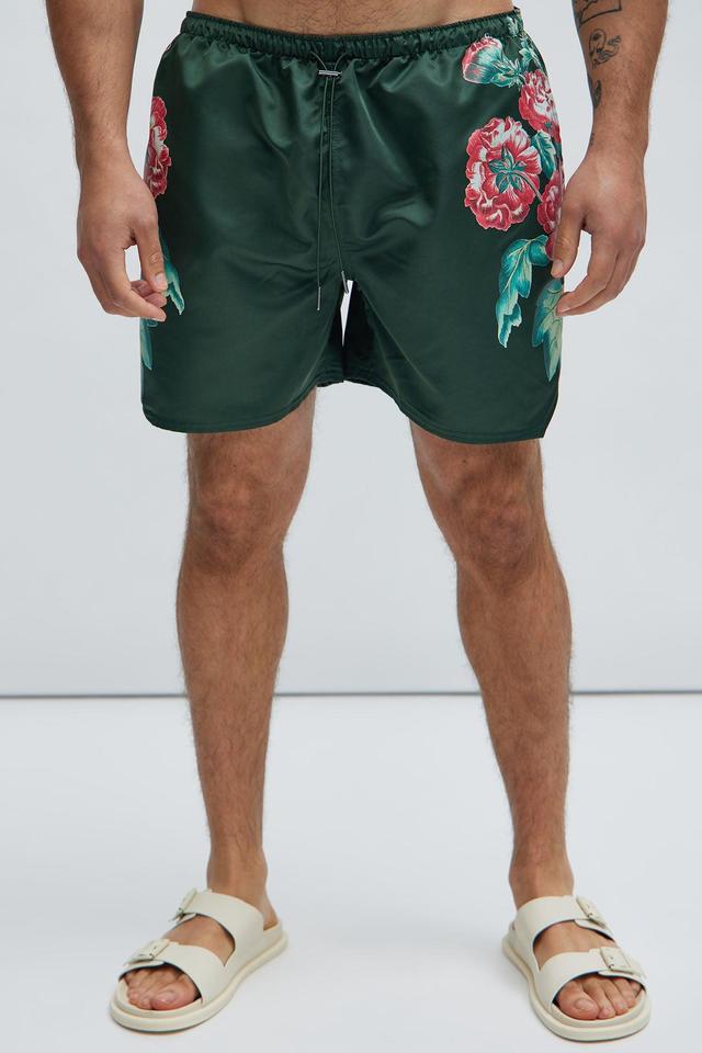 All The Flowers Swim Trunks - Green Product Image