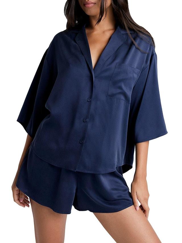 Womens Washable Silk Relaxed 2-Piece Top & Shorts Set Product Image