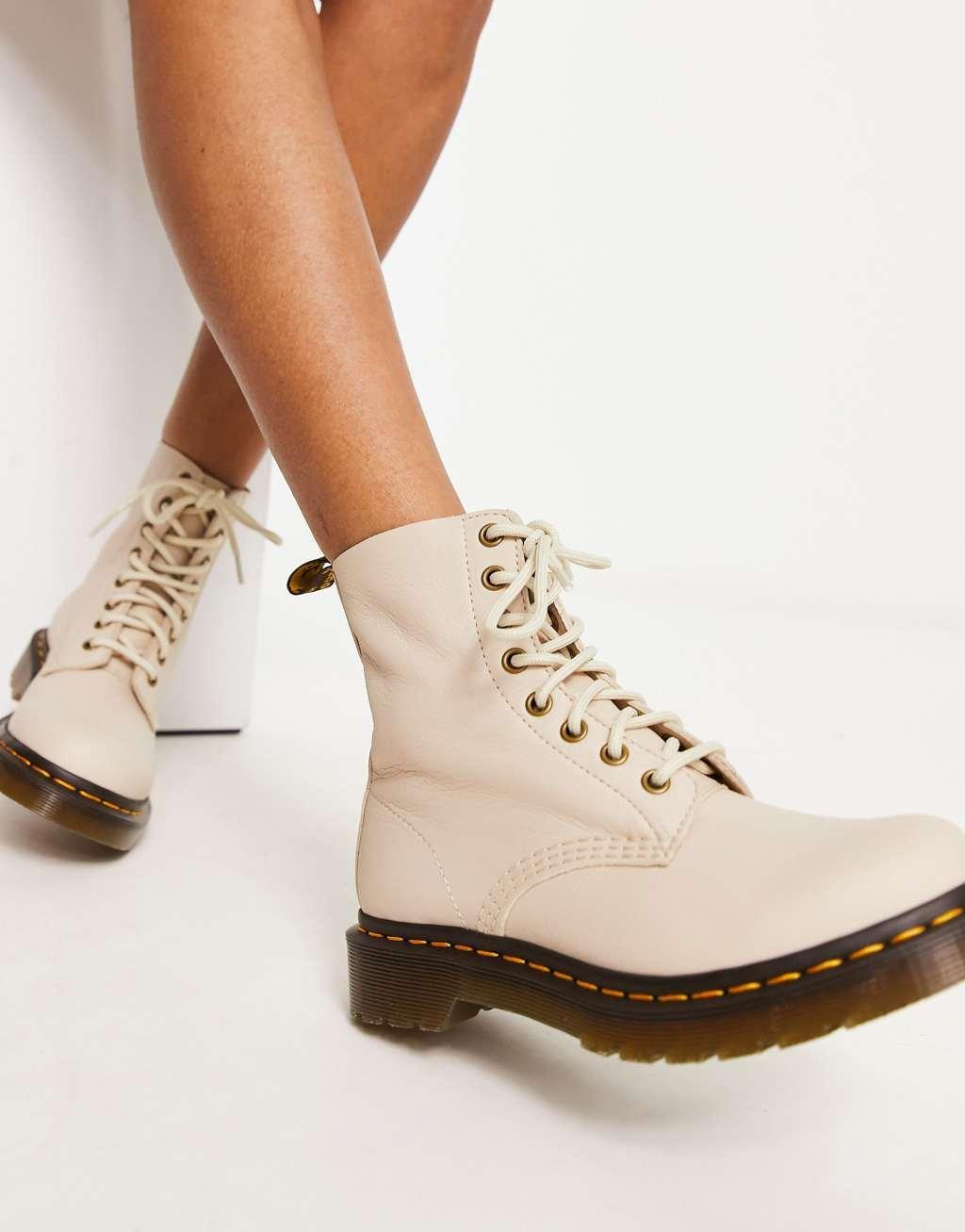 Dr Martens 1460 Pascal 8 eye leather boots in parchment beige Product Image