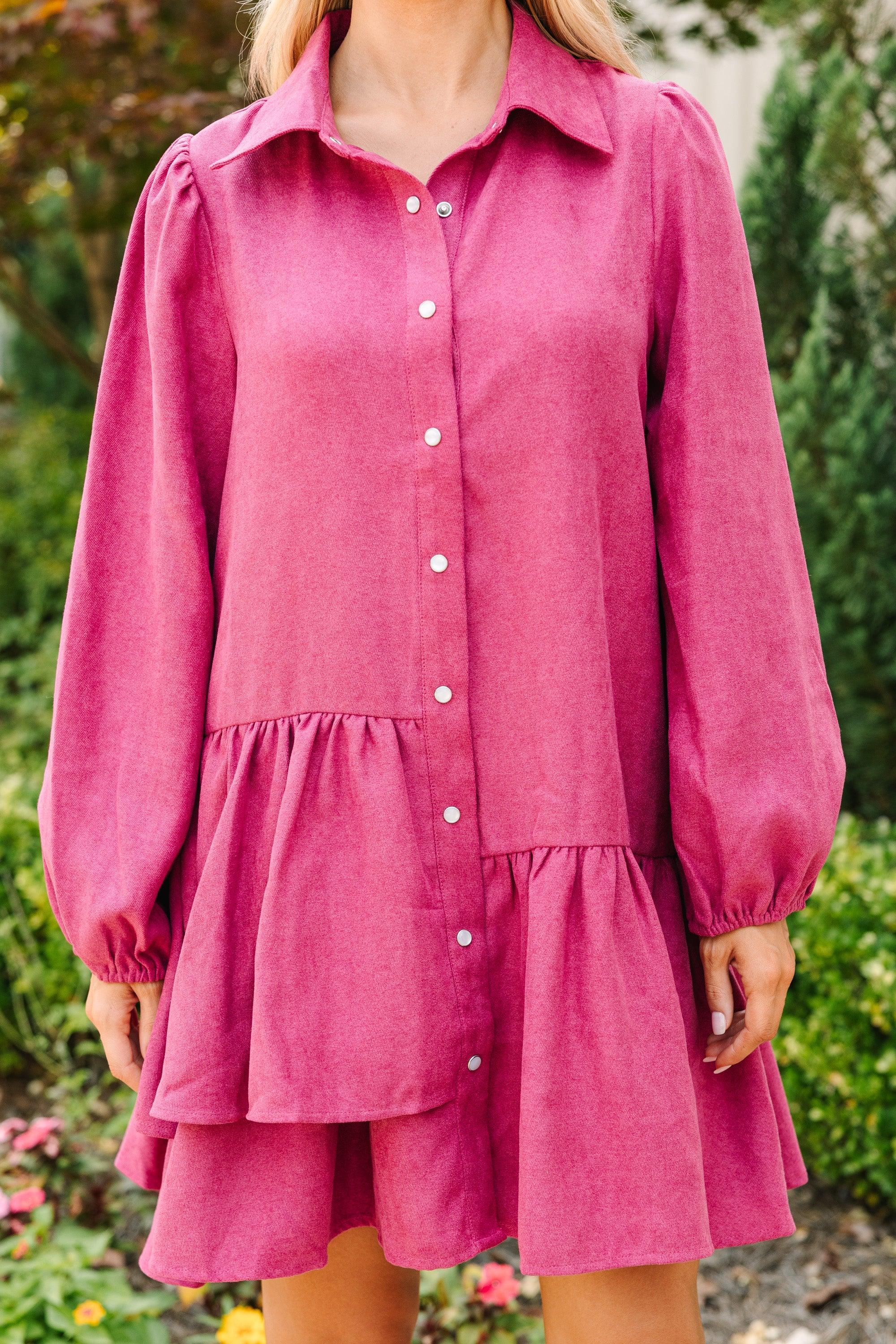 It's Your Place Magenta Purple Button Down Dress Female Product Image