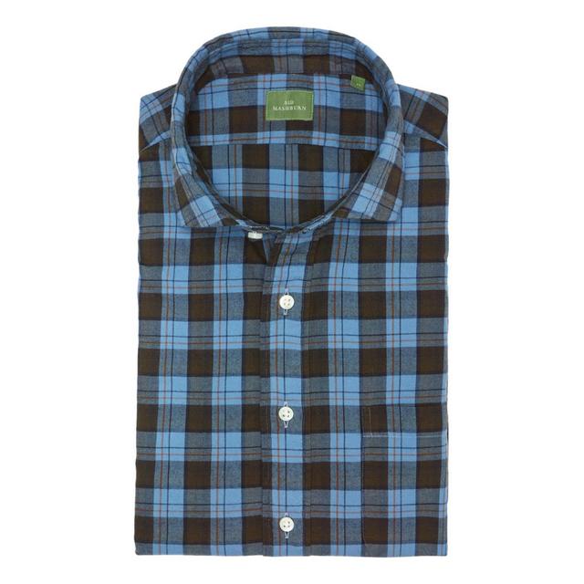 Spread Collar Sport Shirt Delft Army Orange Plaid Brushed Twill Product Image