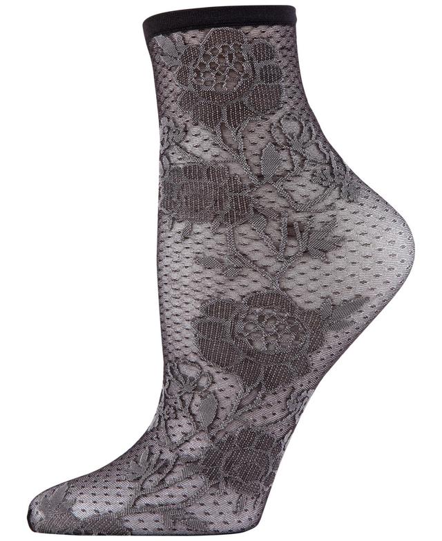 Natori Womens Chantilly Sheer Shortie Socks - Black Product Image