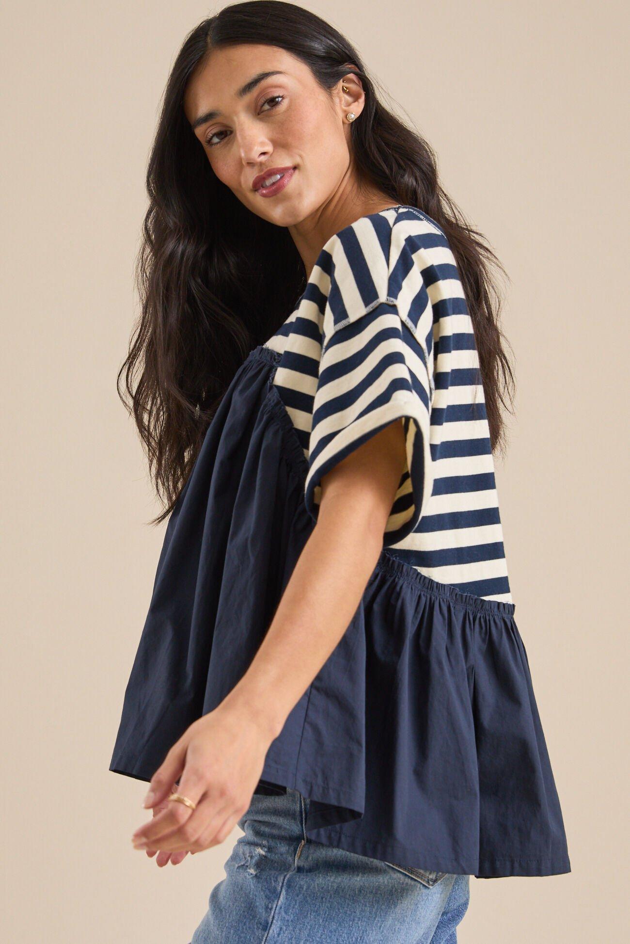 Sailor Striped Babydoll Top Product Image