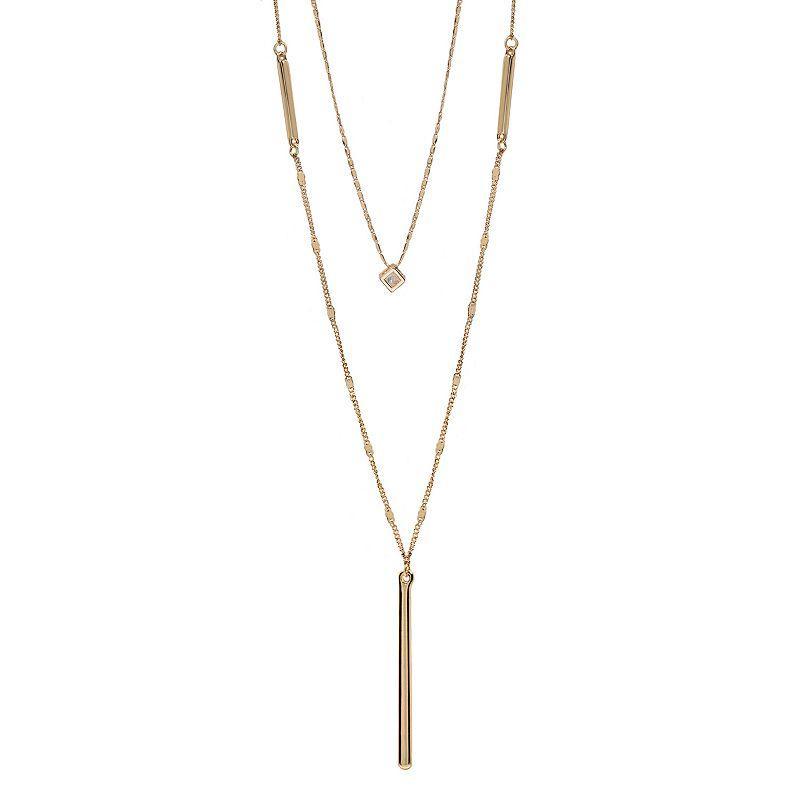 LC Lauren Conrad Multistrand Cube & Stick Pedant Necklace, Womens, Gold Tone Product Image