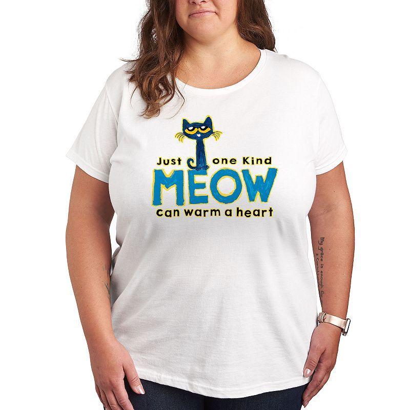 Plus Pete The Cat Meow Graphic Tee, Womens Grey Gray Product Image